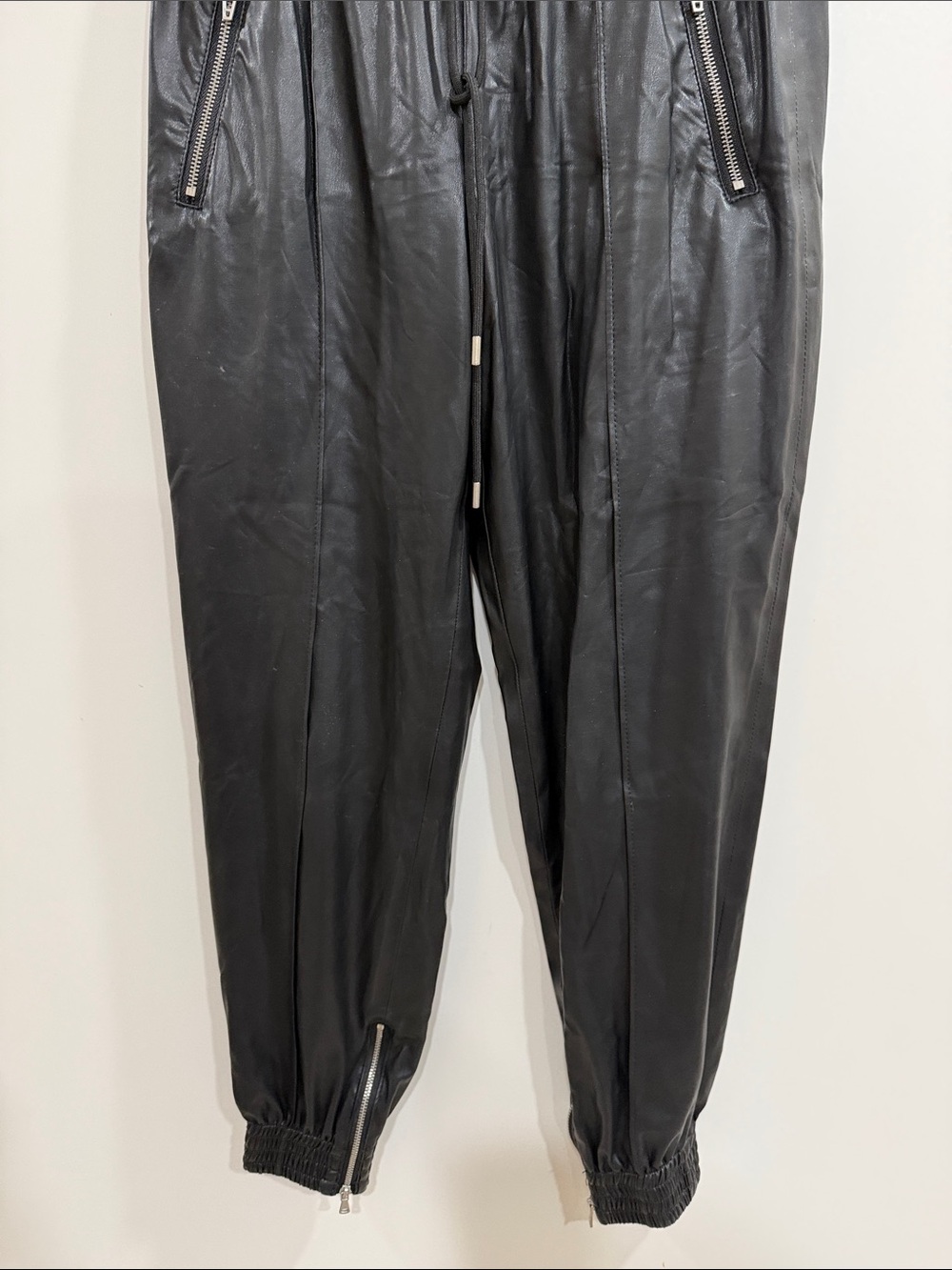 Blank NYC Black Faux-Leather Track Joggers - Picture 7 of 11